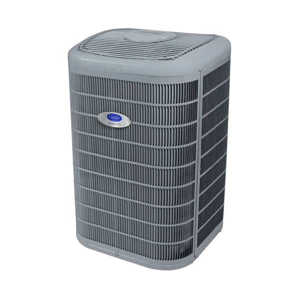 Infinity® 19VS central air conditioner unit featuring variable-speed compression technology for enhanced comfort, energy efficiency, and quiet operation.