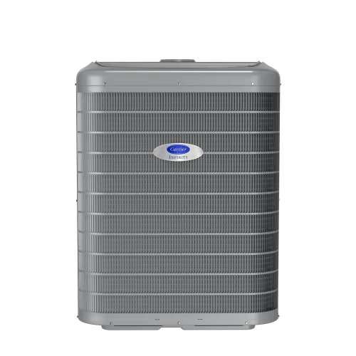 Carrier Infinity® 26 air conditioner unit with Greenspeed® Intelligence, showcasing advanced cooling technology and energy efficiency features, suitable for commercial HVAC solutions.
